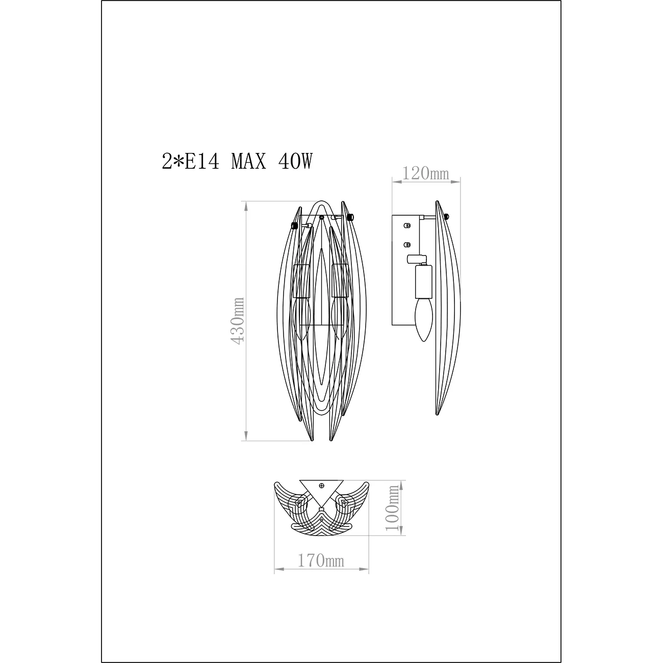 Бра стеклянное K2KG02W-2G от LaLume