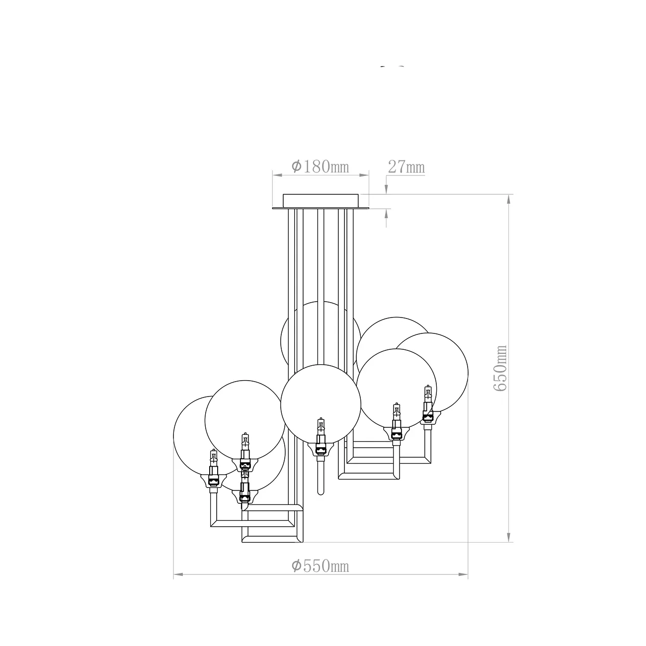 Светильник потолочный 6 плафонов (золотой) K2KG01P-8G от LaLume