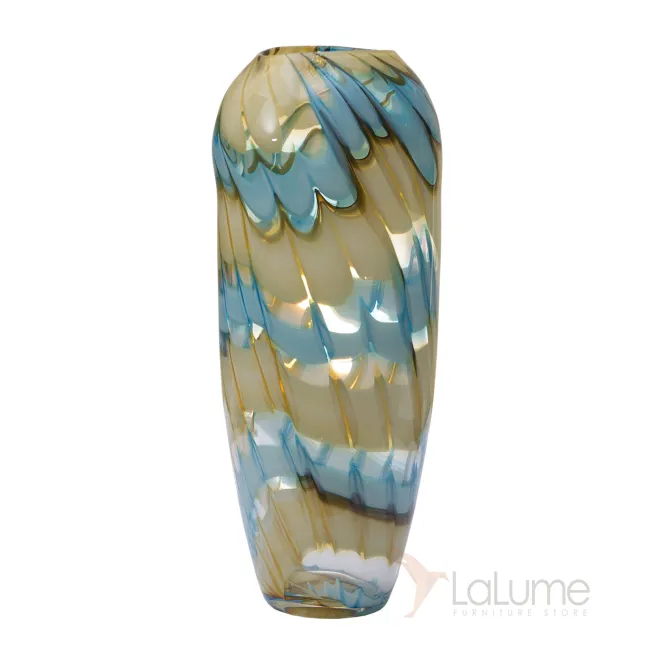 Ваза стеклянная (бело-синяя) HJ6037-36-F51 от LaLume