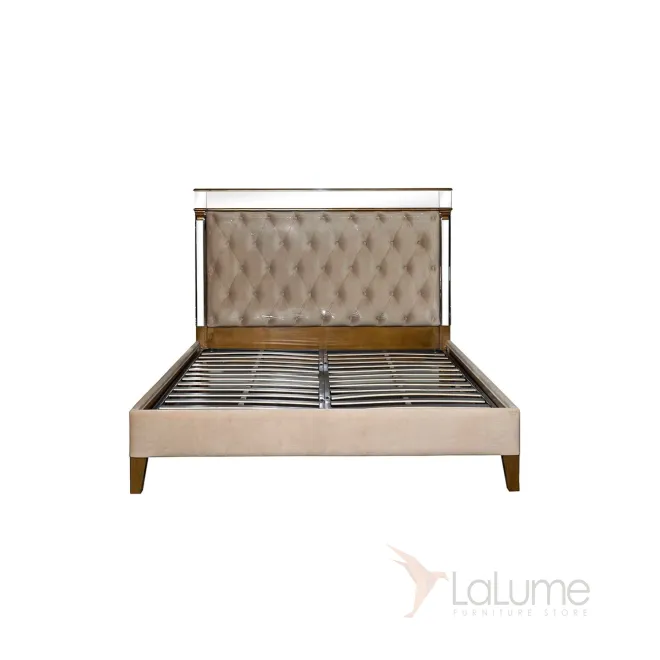 Кровать с зеркальными вставками (кремовая) KFC1159-3 от LaLume