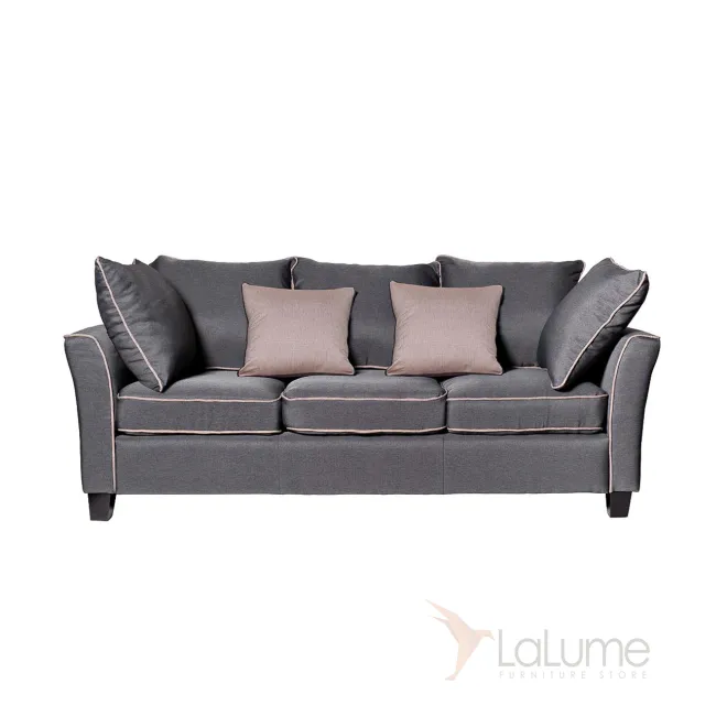 Диван трехместный серый с бежевым кантом 28ML-911-3 GR35 от LaLume