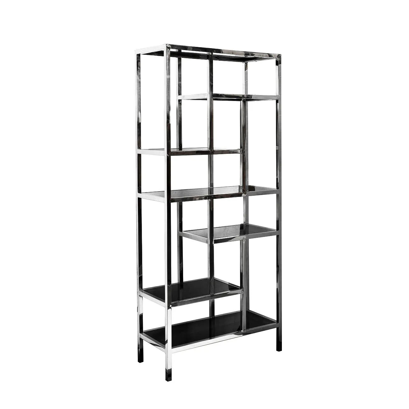 Стеллаж с черным стеклом (хром) 46AS-SH1076-SILVER от LaLume