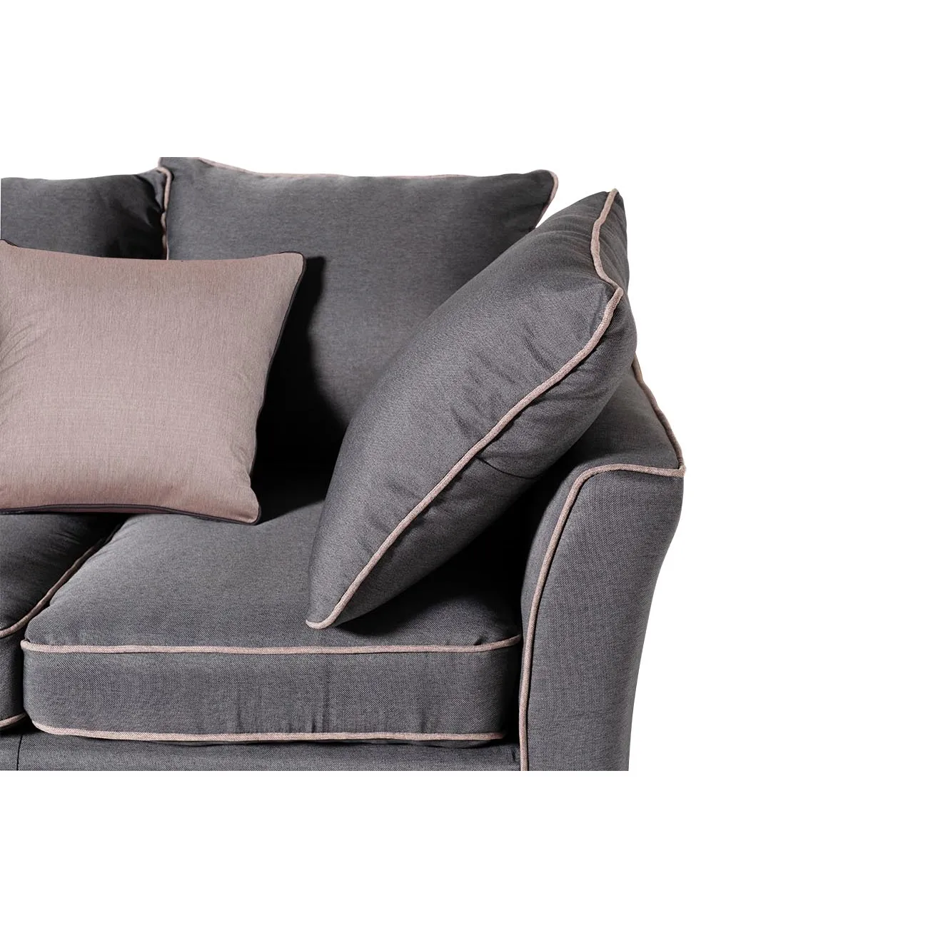 Диван трехместный серый с бежевым кантом 28ML-911-3 GR35 от LaLume