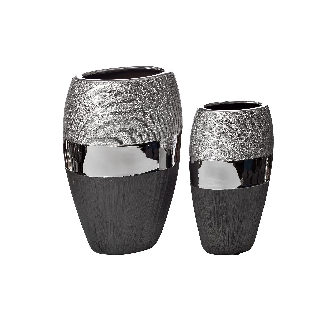 Ваза керамическая черно-серебристая 18H2373M-2 от LaLume