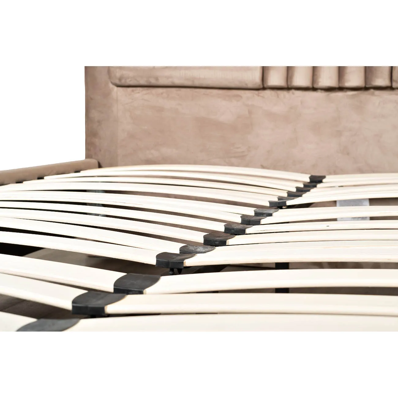 Кровать двуспальная велюровая серо-бежевая N-NEWB01 BG от LaLume