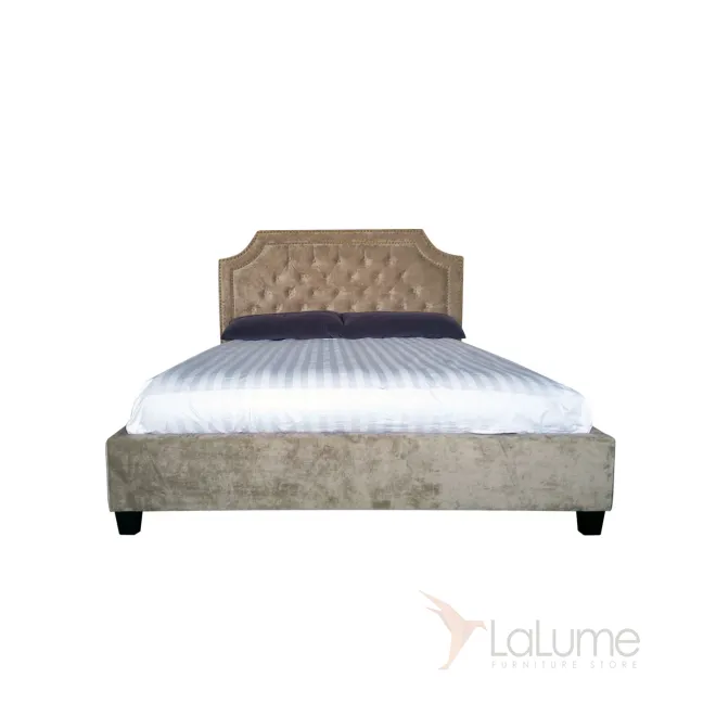 Кровать двуспальная бежевый бархат BS2022 от LaLume