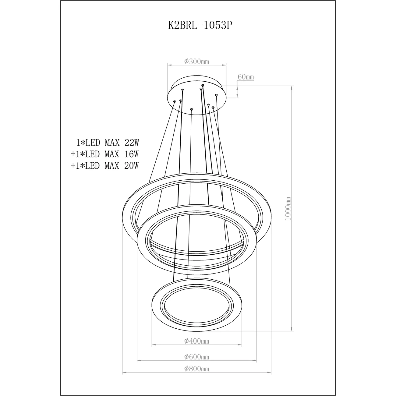 Светильник подвесной  Кольца  K2BRL-1053P от LaLume