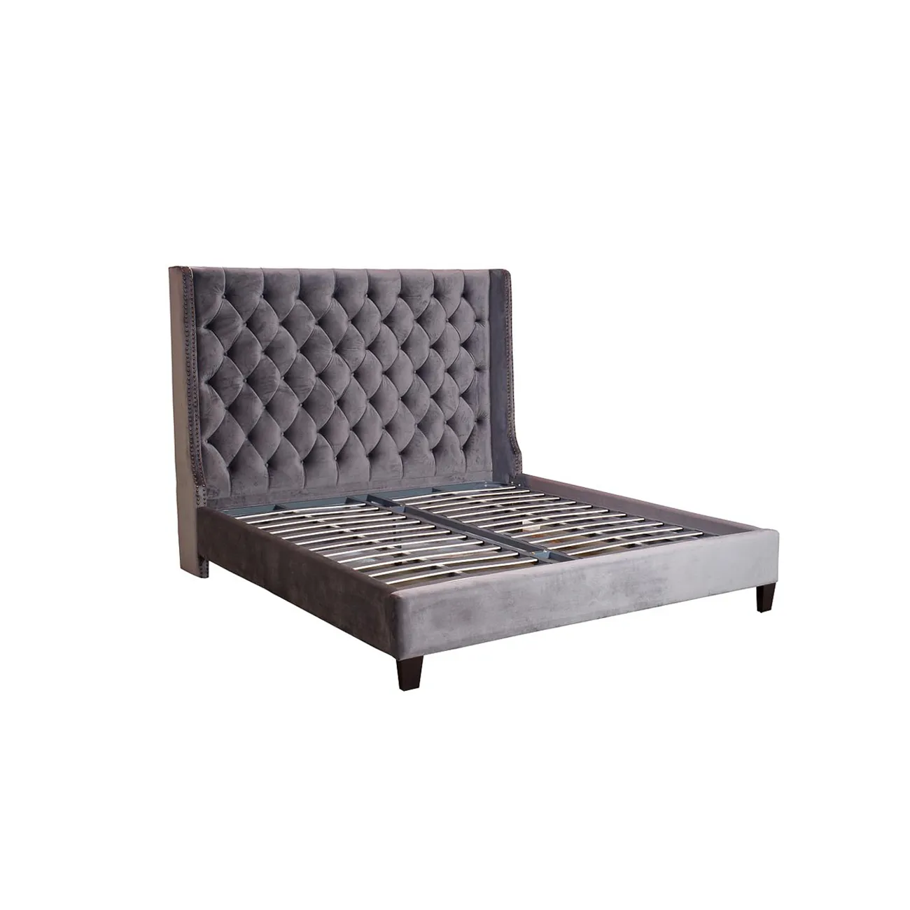 Кровать двуспальная с высоким изголовьем (серая) DY-1250/2 от LaLume