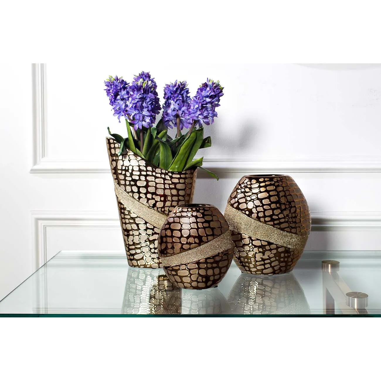 Ваза керамическая золотистая 18H6104S-7 от LaLume