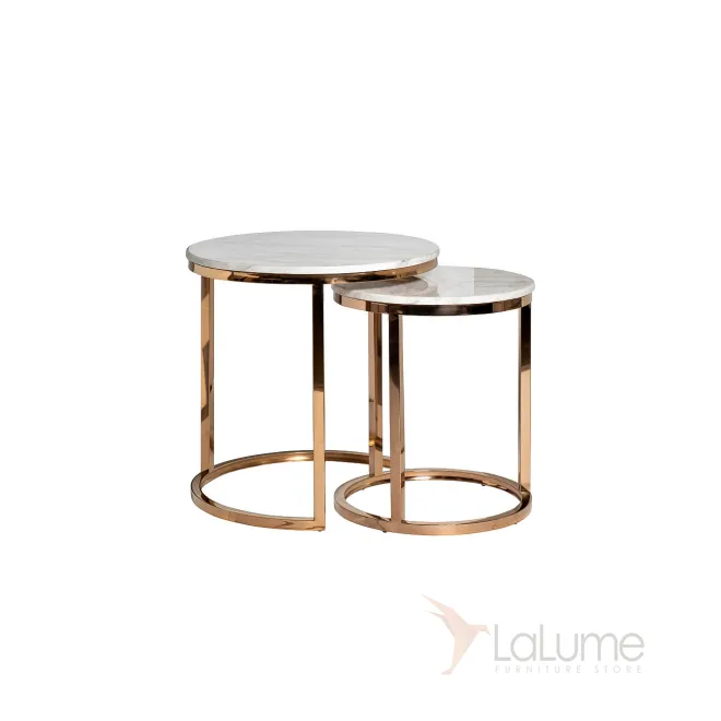 Набор из 2х журнальных столиков (искусственный мрамор) 57EL-ET101В от LaLume Набор из 2х журнальных столиков (искусственный мрамор) 57EL-ET101В от LaLume