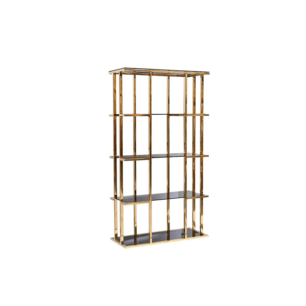 Стеллаж с черным стеклом (золотой) 46AS-SH1537-GOLD от LaLume