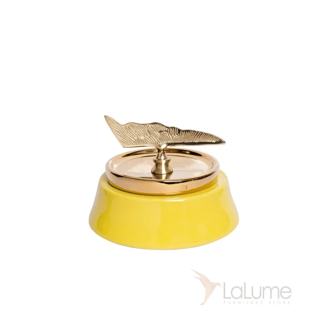 Ваза керамическая с крышкой желтая 55RD2920S от LaLume Ваза керамическая с крышкой желтая 55RD2920S от LaLume
