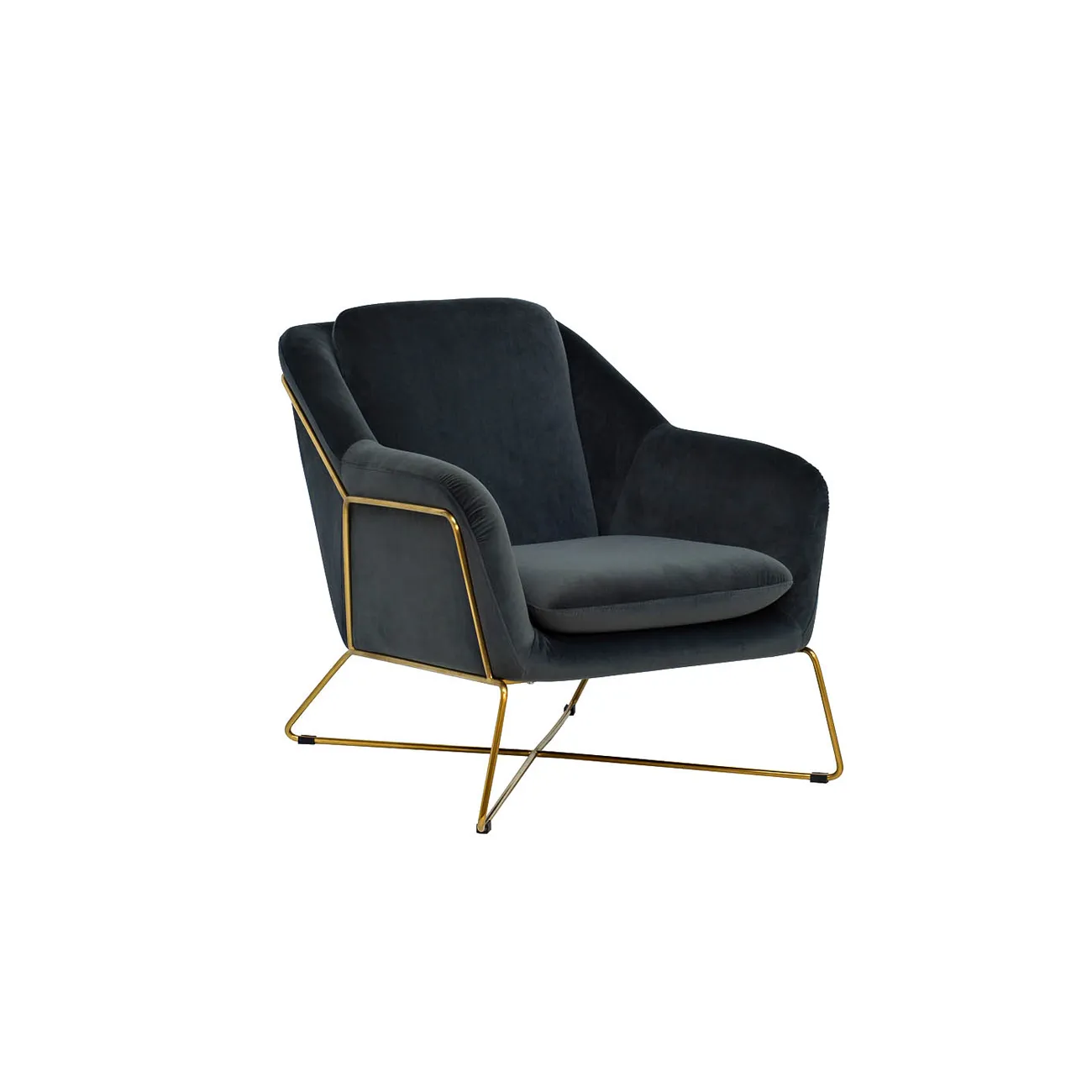 Кресло на металлическом каркасе велюровое серо-зеленое 46AS-AR2976-GR от LaLume