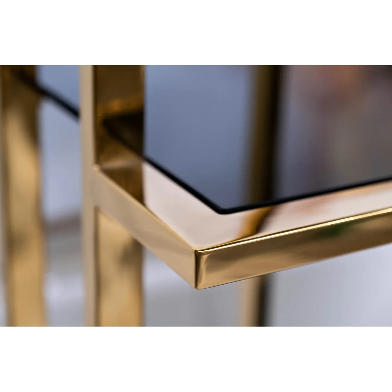 Стеллаж с черным стеклом (золотой) 46AS-SH1537-GOLD от LaLume