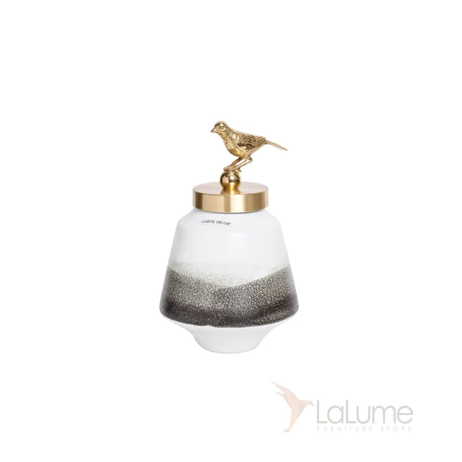 Ваза керамическая с крышкой бело-серая 55RD2876S от LaLume