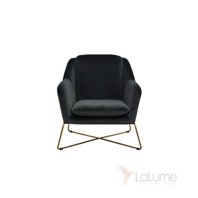 Кресло на металлическом каркасе велюровое серо-зеленое 46AS-AR2976-GR от LaLume