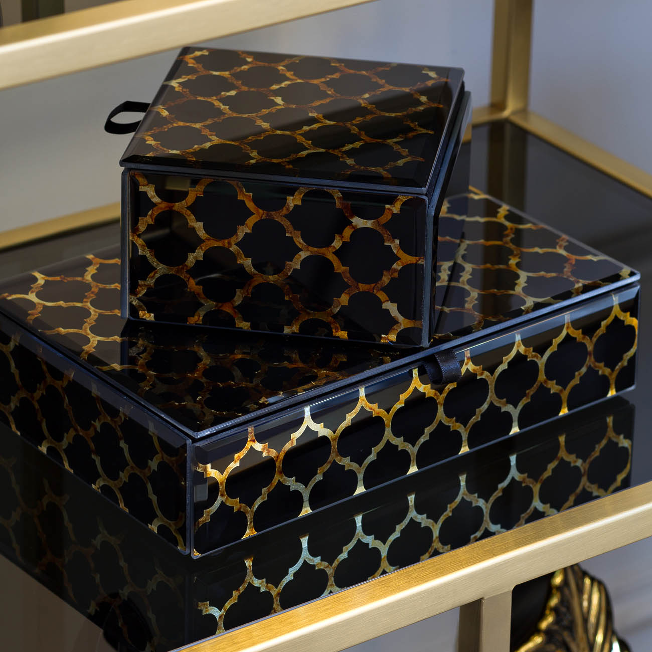 Шкатулка стеклянная золотистая KFJ314 от LaLume