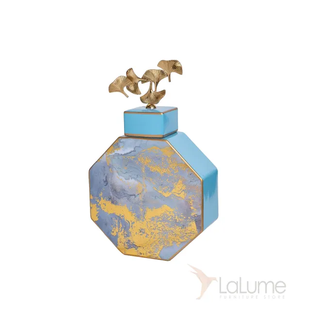 Ваза керамическая с крышкой (голубая с золотом) 55RD3570L от LaLume