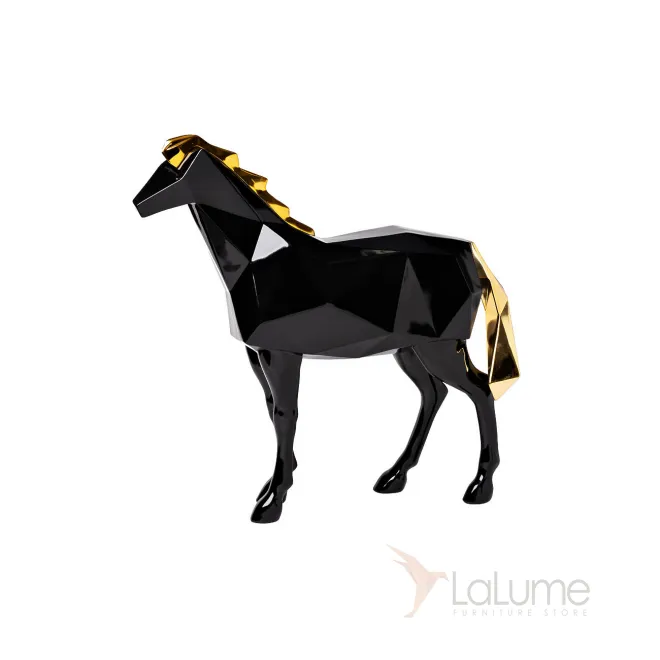 Статуэтка  Лошадь  черная с золотым D5080
