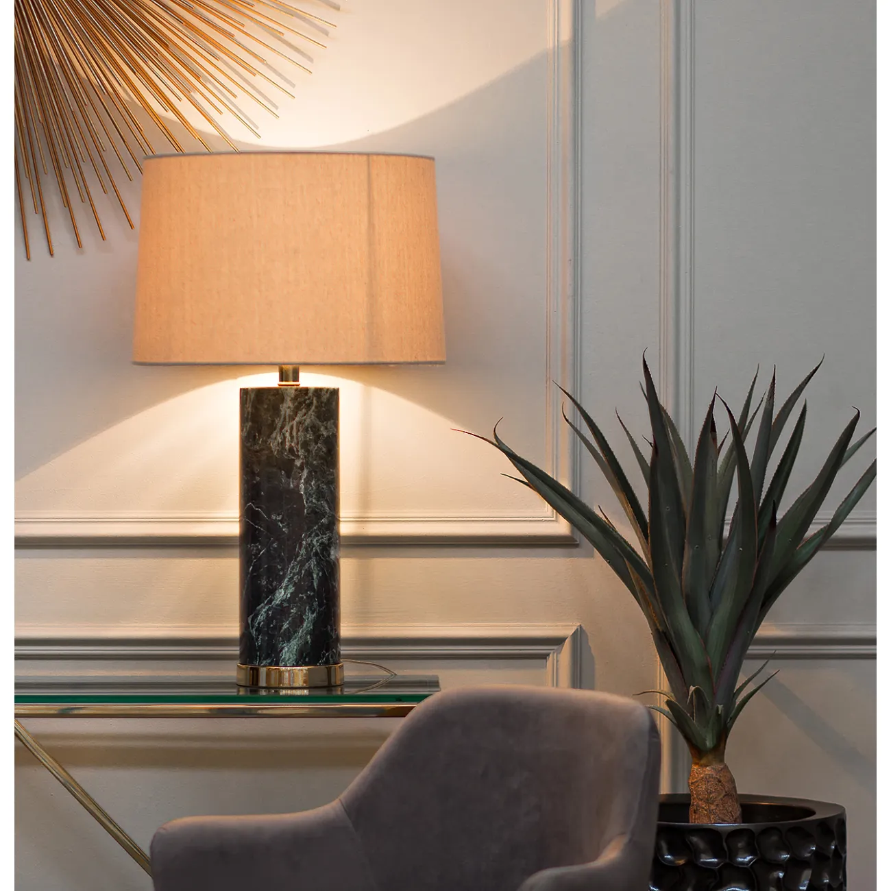 Лампа настольная мраморная (белый плафон) 22-88127 от LaLume