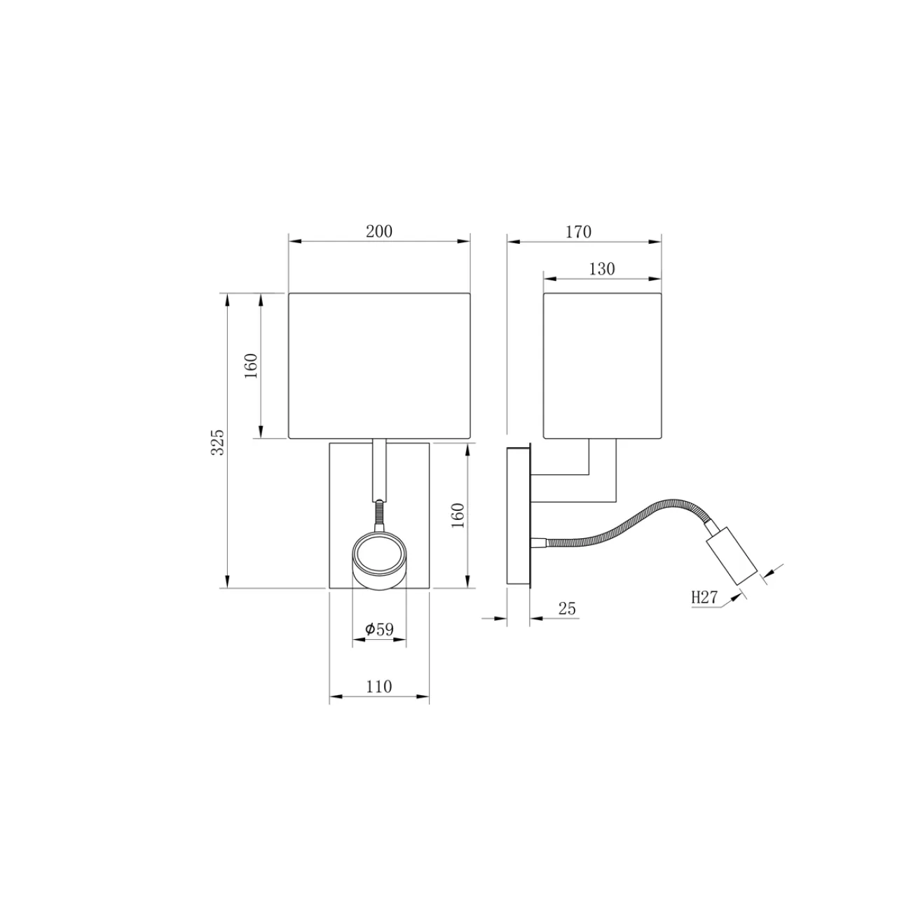 Бра с черным плафоном K2KW815-1A от LaLume