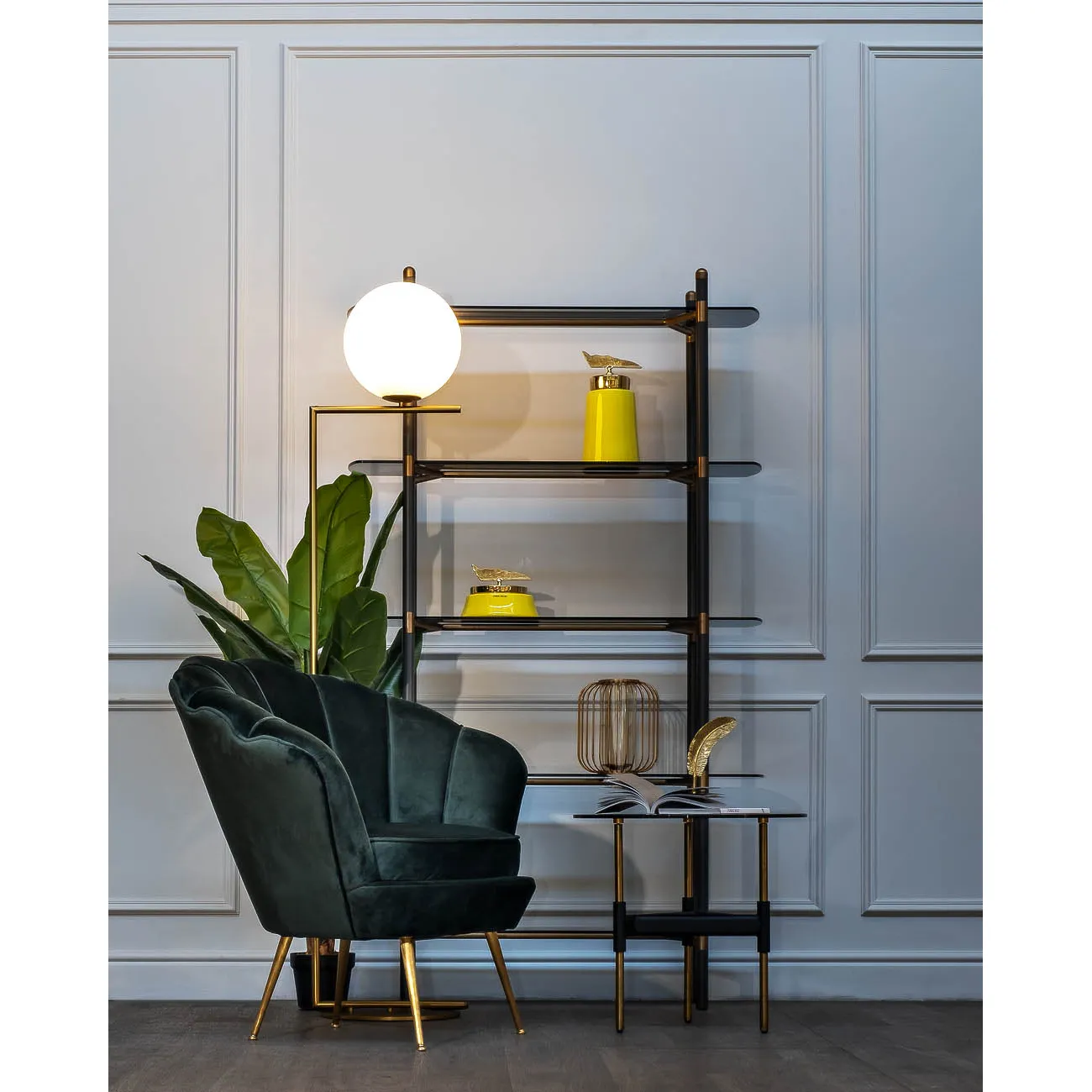 Столик журнальный круглый с темным стеклом 57EL-ET399B от LaLume Столик журнальный круглый с темным стеклом 57EL-ET399B от LaLume