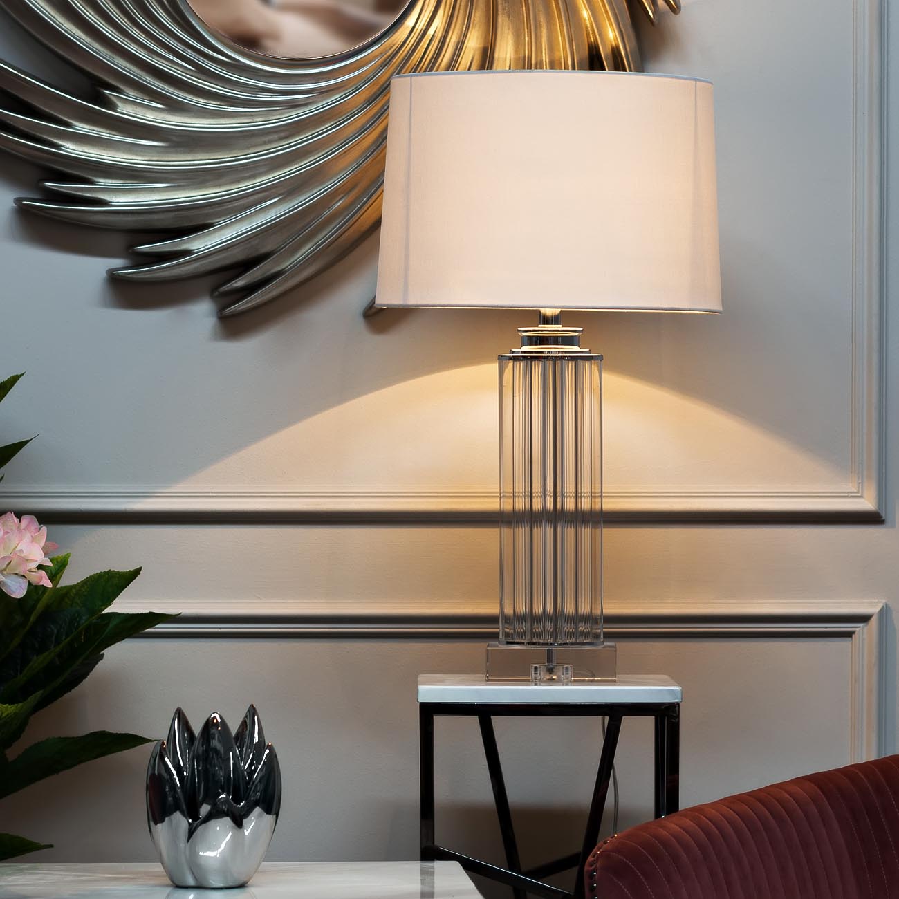 Лампа настольная стеклянная (светло-серый абажур) 22-87529 от LaLume