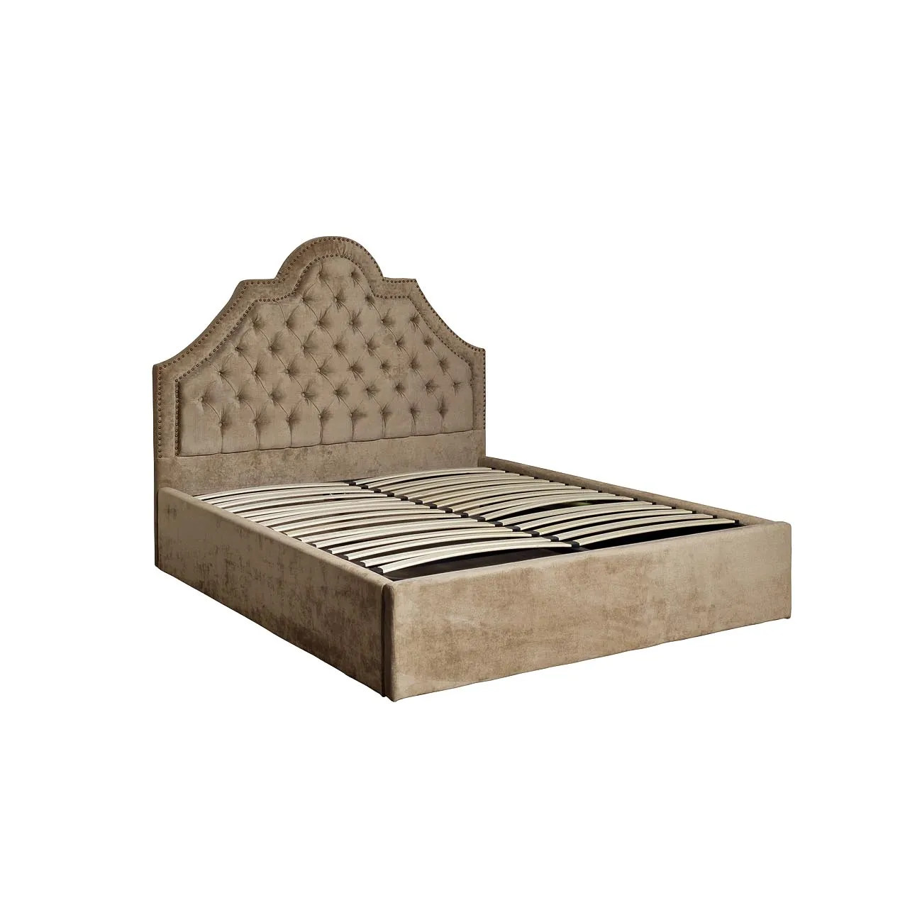 Кровать двуспальная бежевая бархатная (с подъемным механизмом) Province-F 767-4 от LaLume