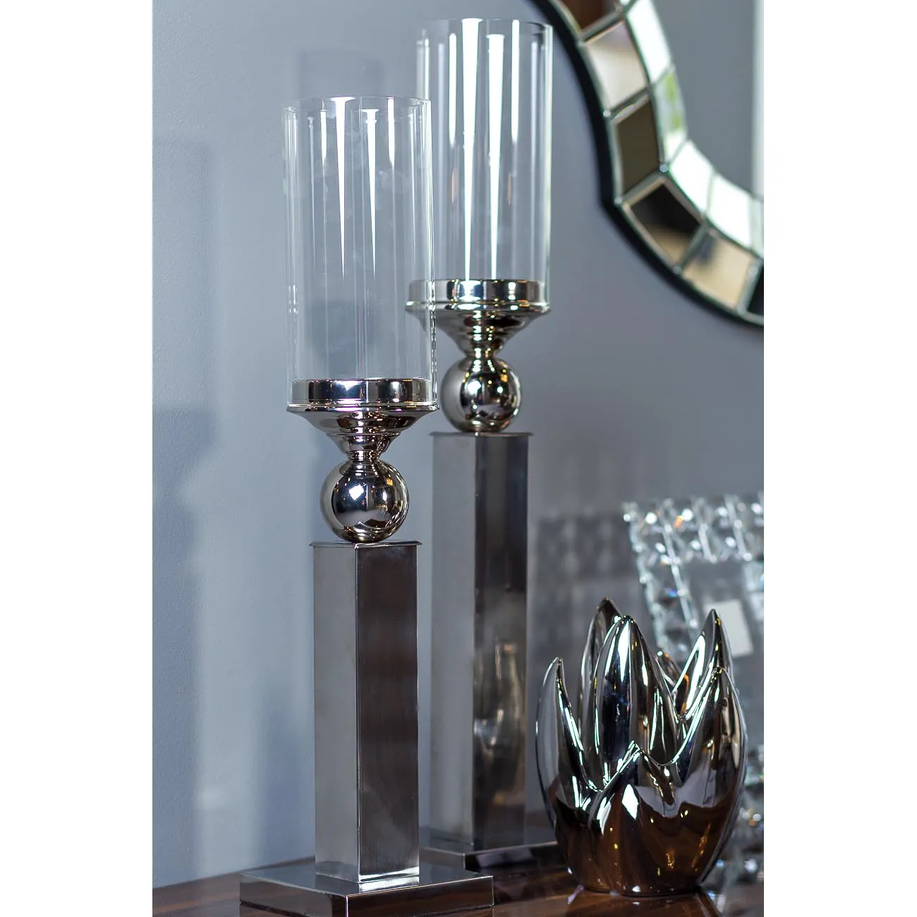 Подсвечник стеклянный на металлической ножке 2K230186 от LaLume