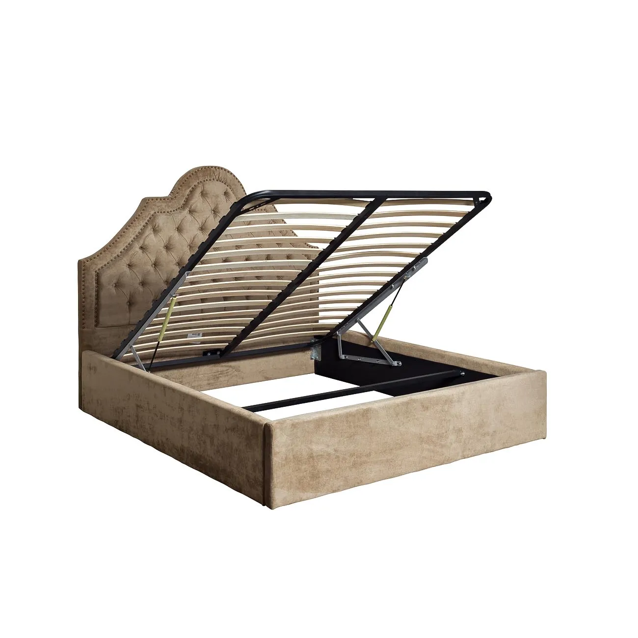 Кровать двуспальная бежевая бархатная (с подъемным механизмом) Province-F 767-4 от LaLume