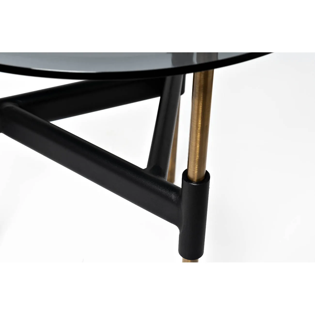 Столик журнальный круглый с темным стеклом 57EL-ET399B от LaLume Столик журнальный круглый с темным стеклом 57EL-ET399B от LaLume