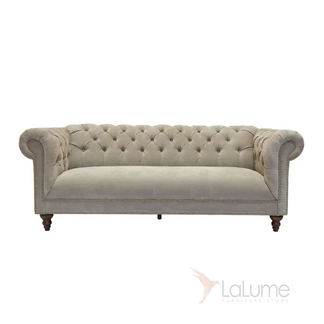 Диван велюровый трехместный бежевый PJS05503-PJ842 от LaLume