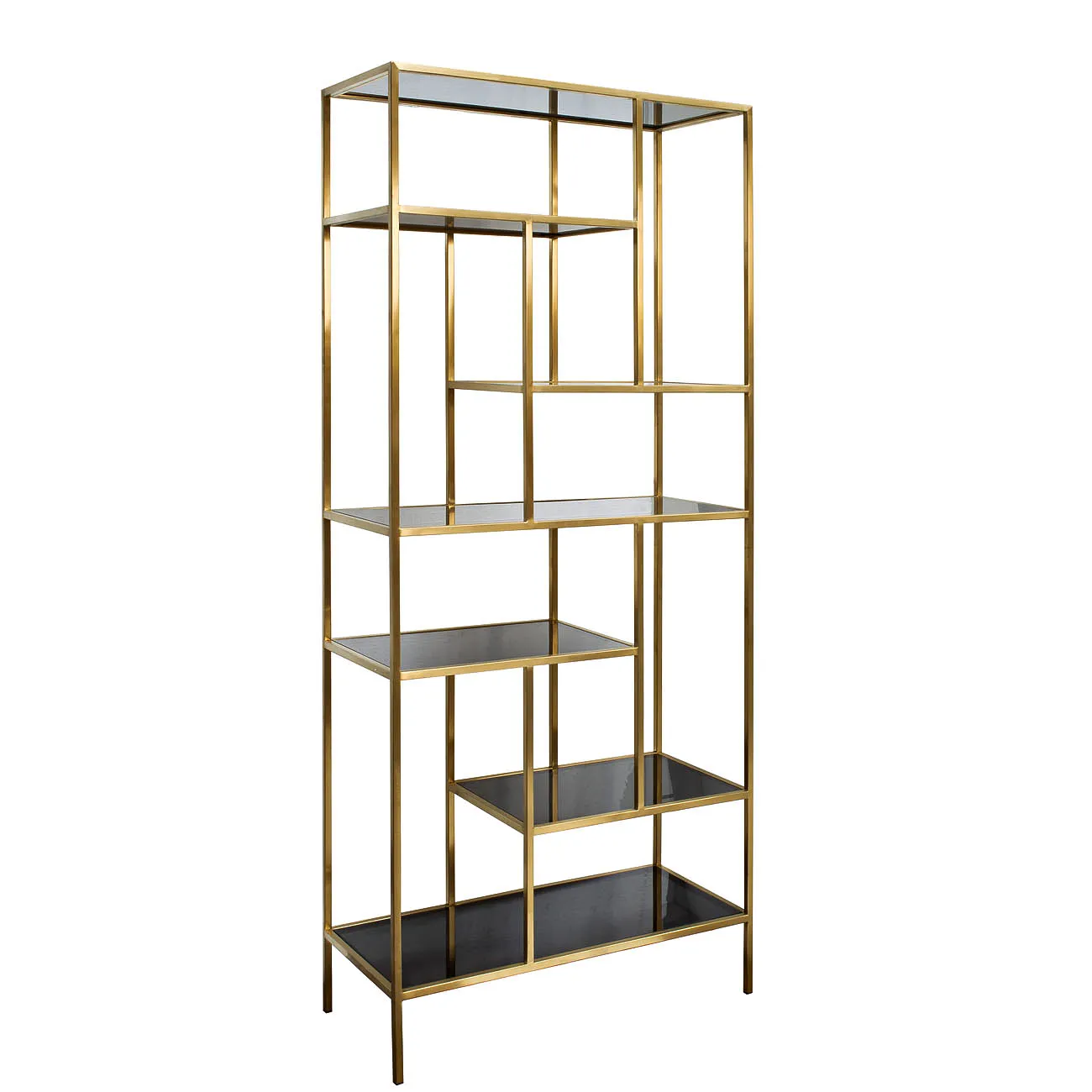 Стеллаж с черным стеклом (золотой) 46AS-SH1452-GOLD от LaLume
