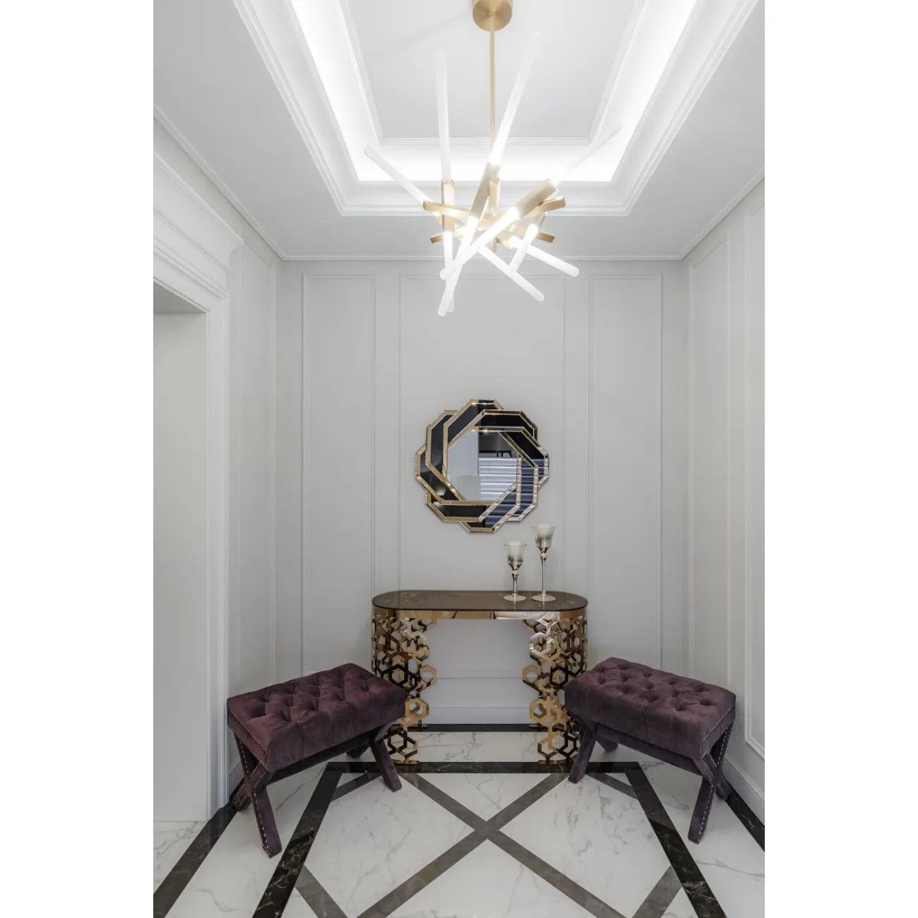 Зеркало декоративное черно-золотое KFE7H018 от LaLume