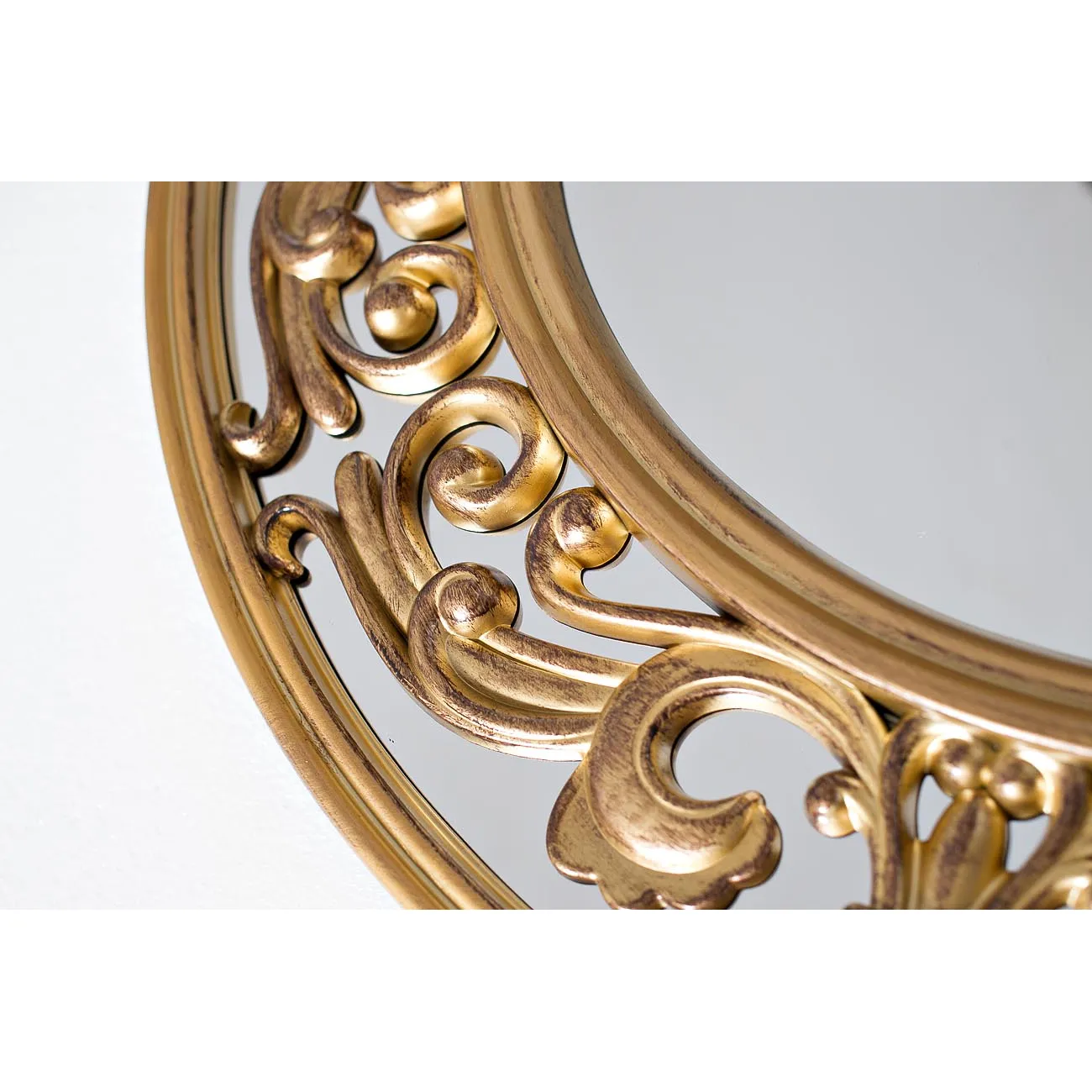 Зеркало круглое в золотой раме M329 от LaLume