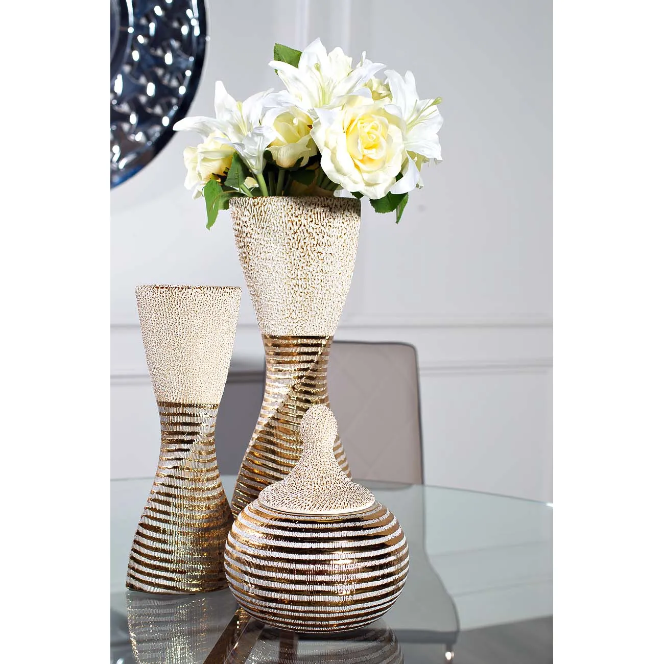 Ваза керамическая золотистая 18H7582M-8 от LaLume