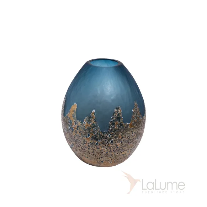 Ваза стеклянная голубая с золотом HJ6040-30-S81 от LaLume