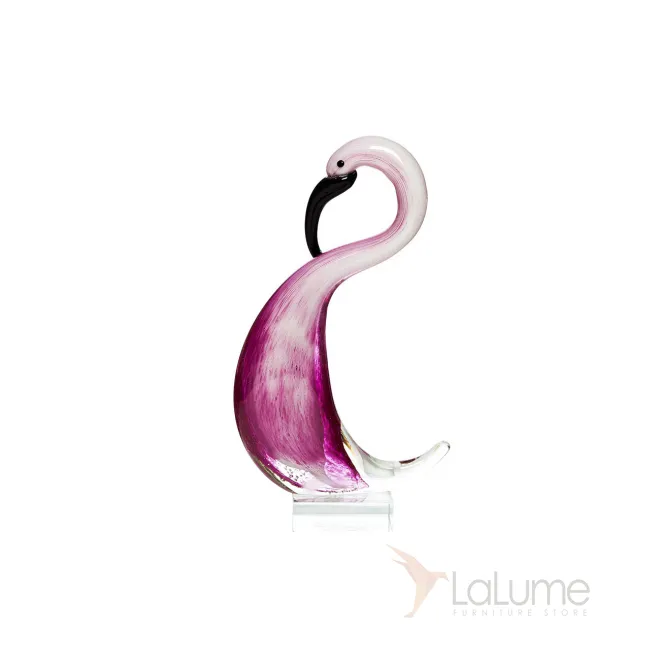 Статуэтка стеклянная розовый  Фламинго  F6348