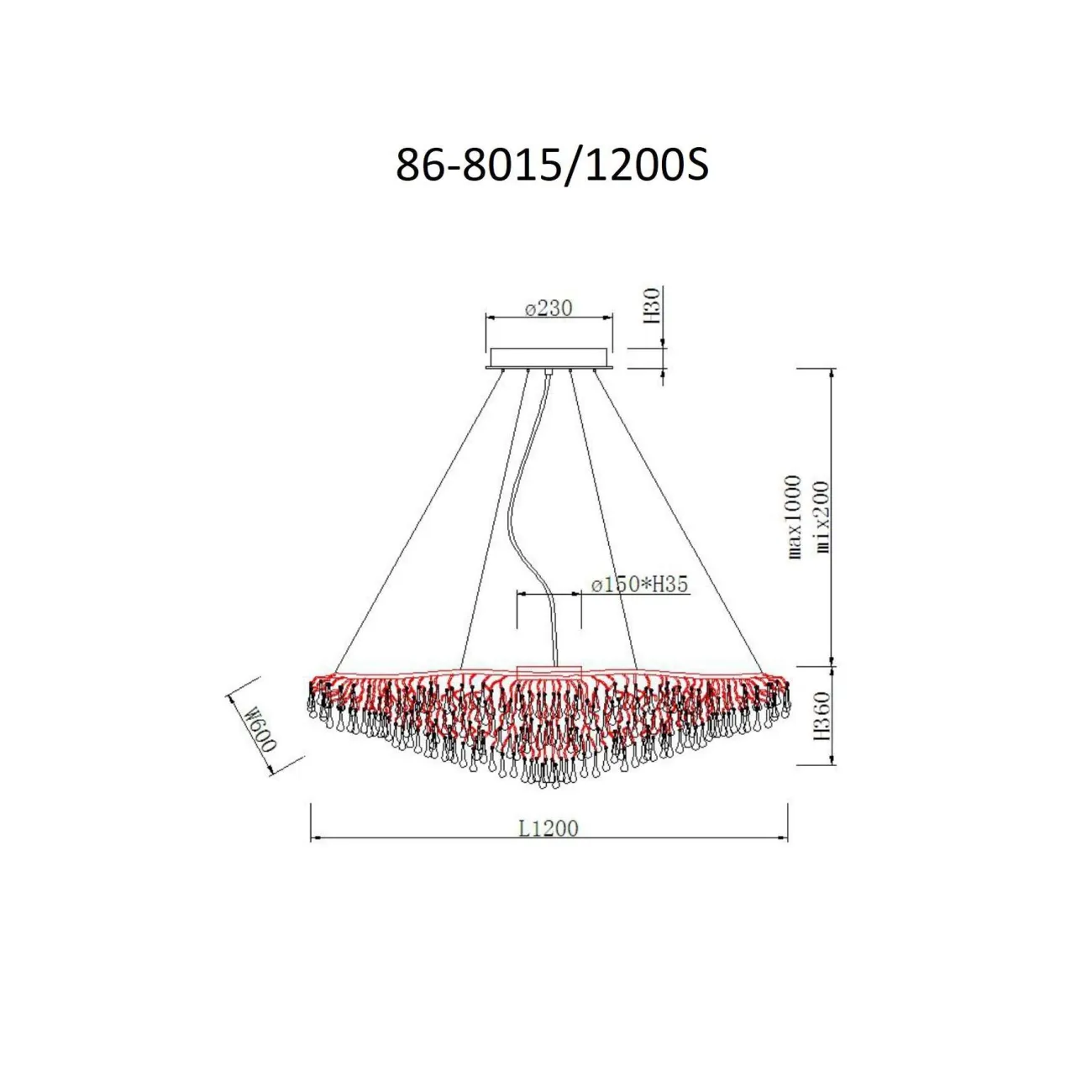 Подвесная люстра GardaDecor 86-8015/1200S
