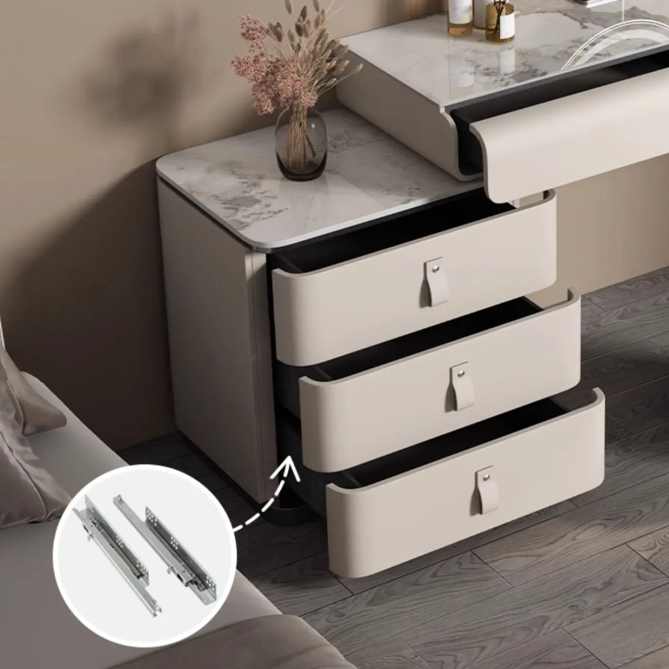 Роскошный туалетный столик с отделкой из кожи HappyF 36526-29