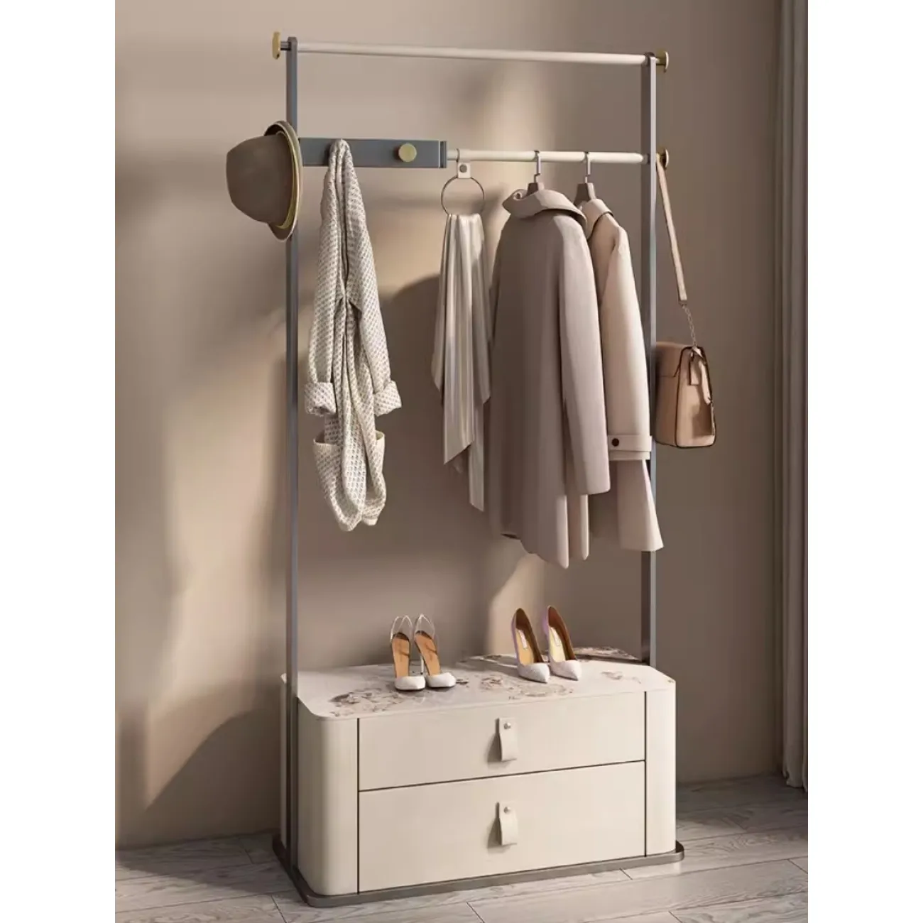 Легкая роскошная вешалка для одежды, комод с выдвижными ящиками HappyF 36528-29