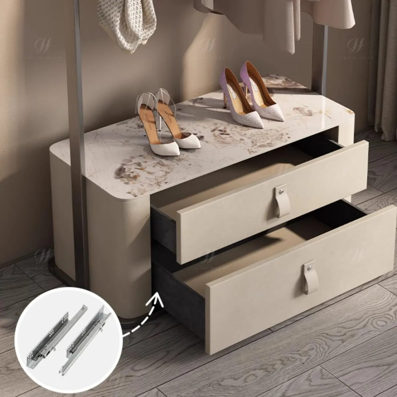 Легкая роскошная вешалка для одежды, комод с выдвижными ящиками HappyF 36528-29