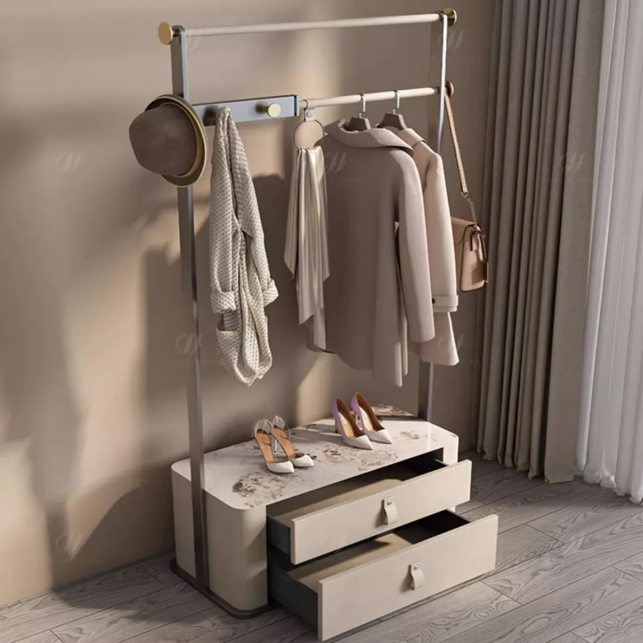 Легкая роскошная вешалка для одежды, комод с выдвижными ящиками HappyF 36528-29