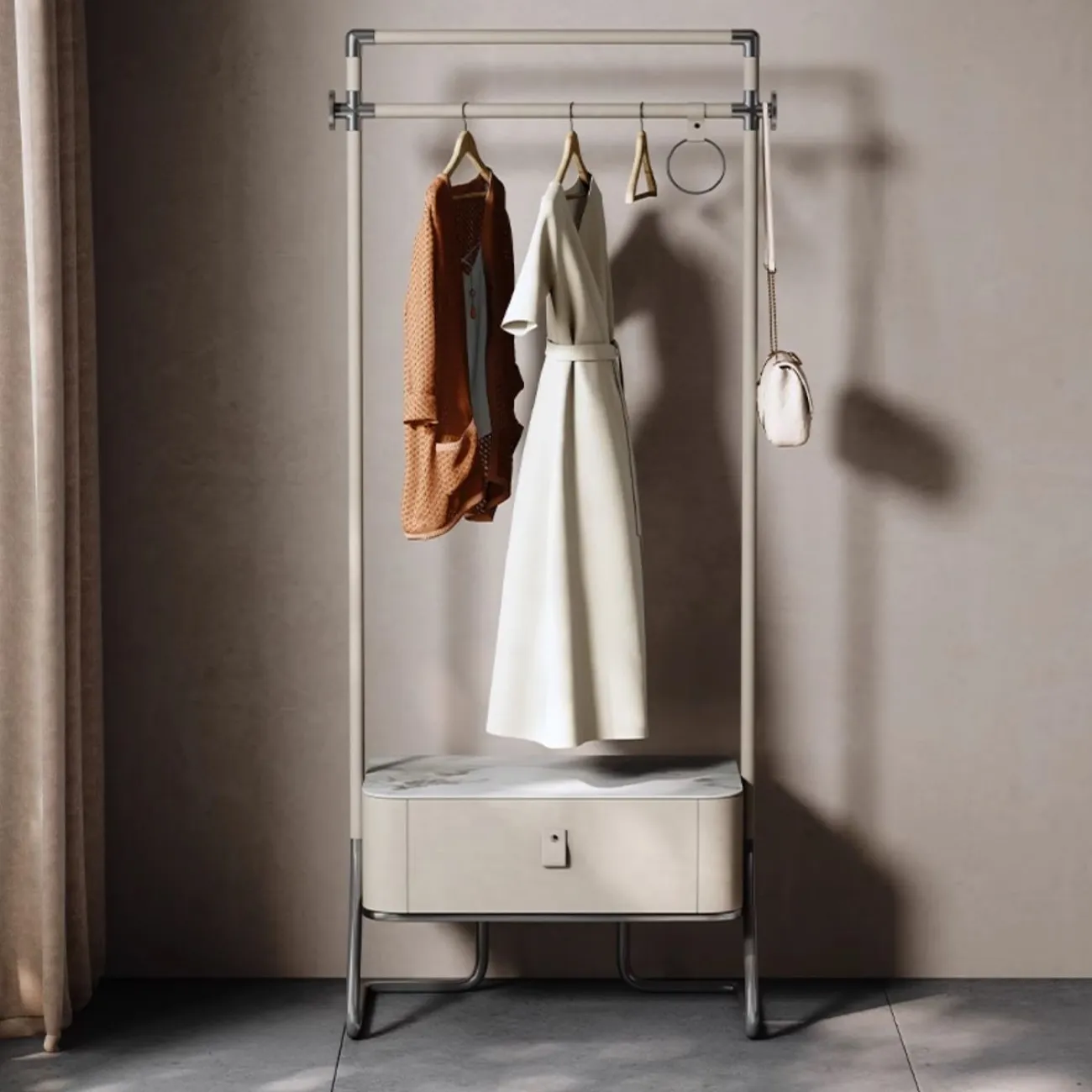 Роскошная кожаная вешалка для одежды из нержавеющей стали HappyF 36530-29