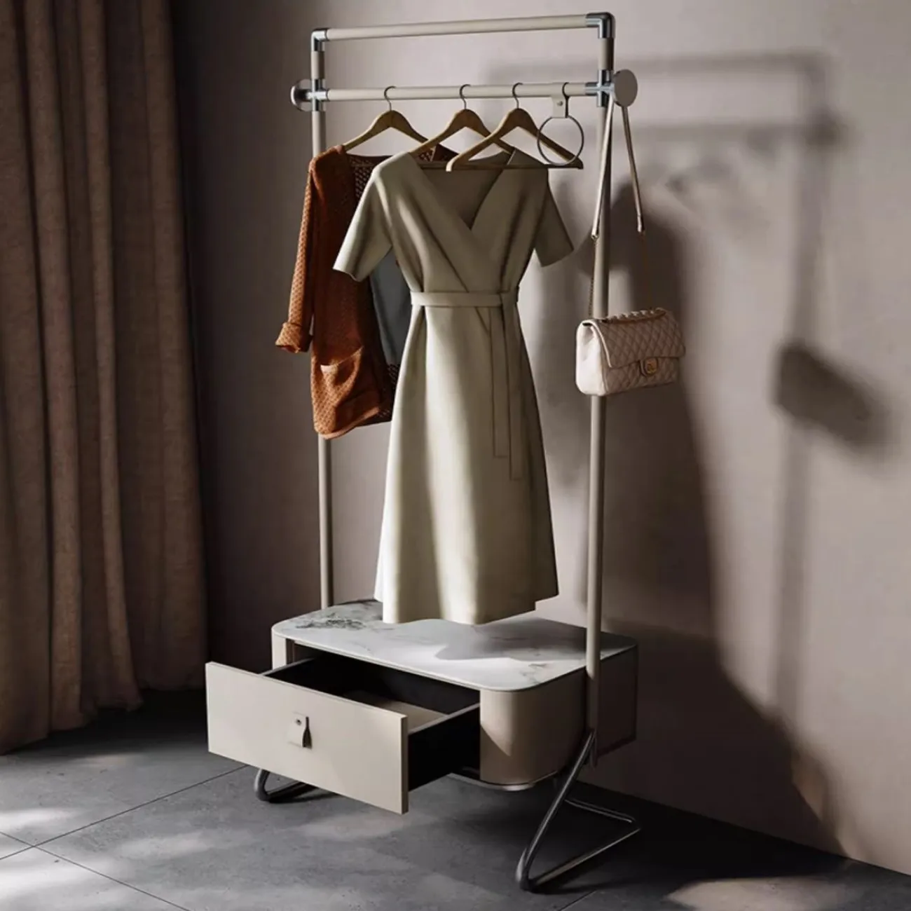 Роскошная кожаная вешалка для одежды из нержавеющей стали HappyF 36530-29