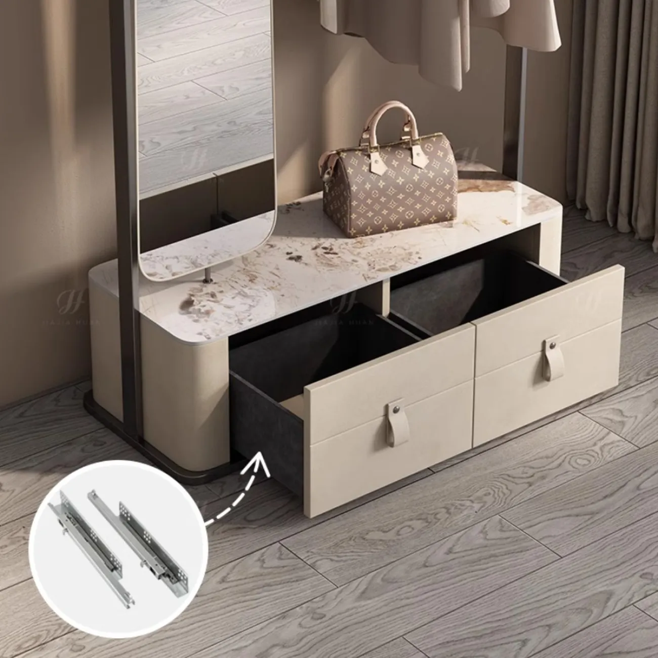 Роскошная вешалка для одежды с зеркалом в полный рост HappyF 36531-29