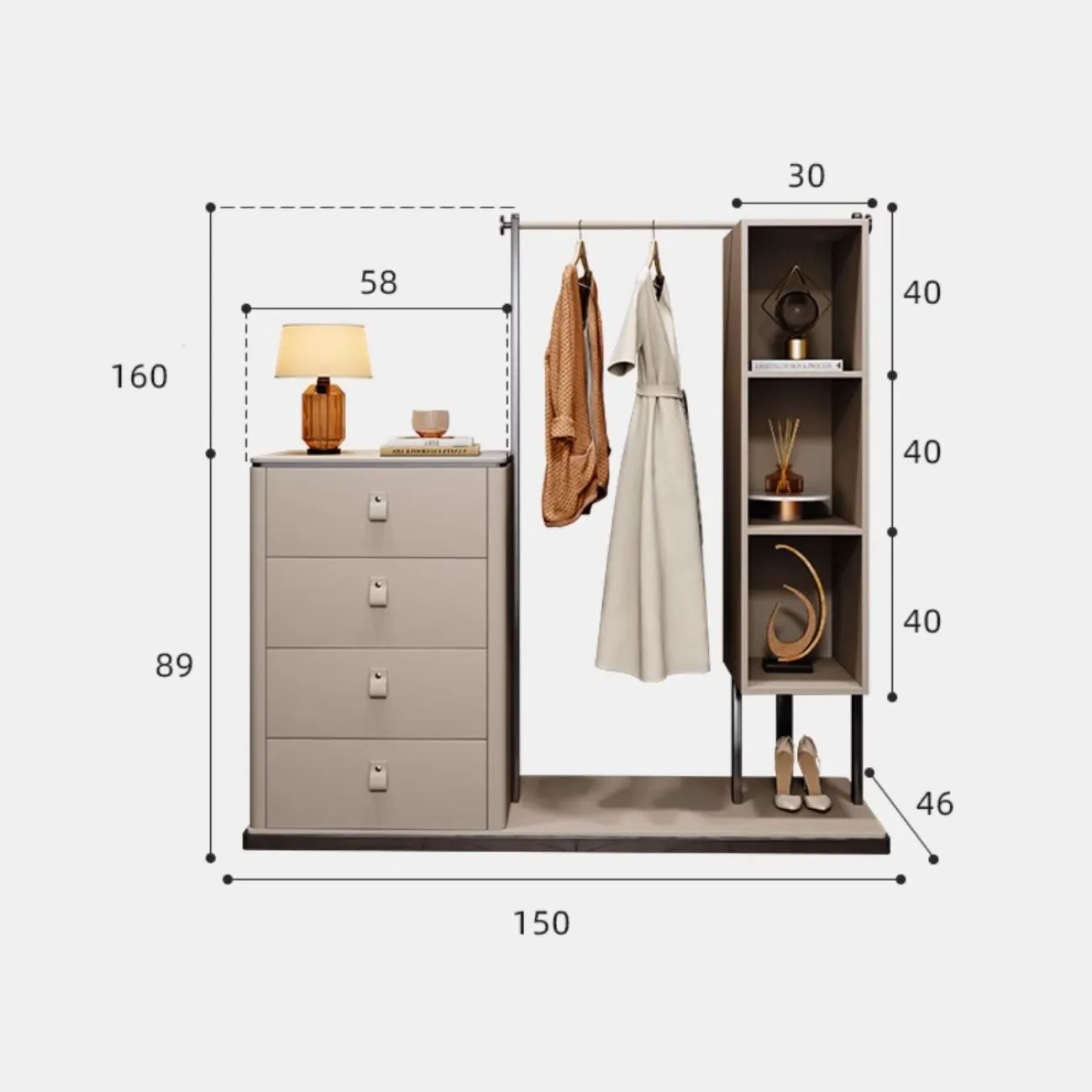 Роскошная кожаная  вешалка для одежды с ящиками HappyF 36534-29