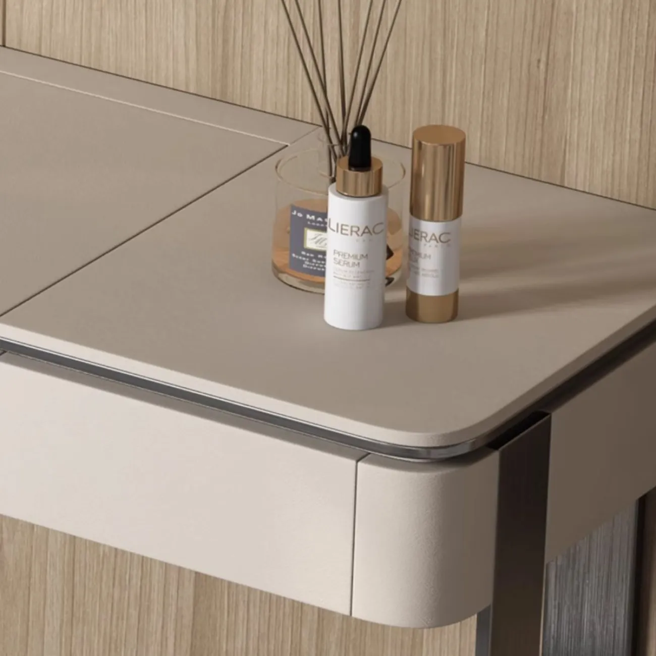 Роскошный кожаный туалетный столик из нержавеющей стали HappyF 36540-29 Роскошный кожаный туалетный столик из нержавеющей стали HappyF 36540-29