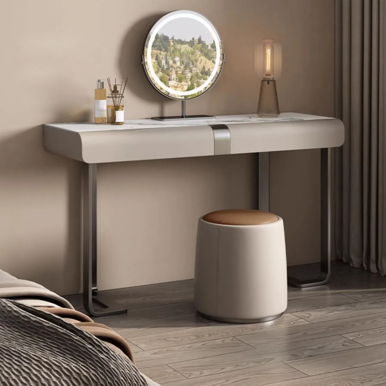 Роскошный кожаный туалетный столик из натурального камня HappyF 36541-29 Роскошный кожаный туалетный столик из натурального камня HappyF 36541-29