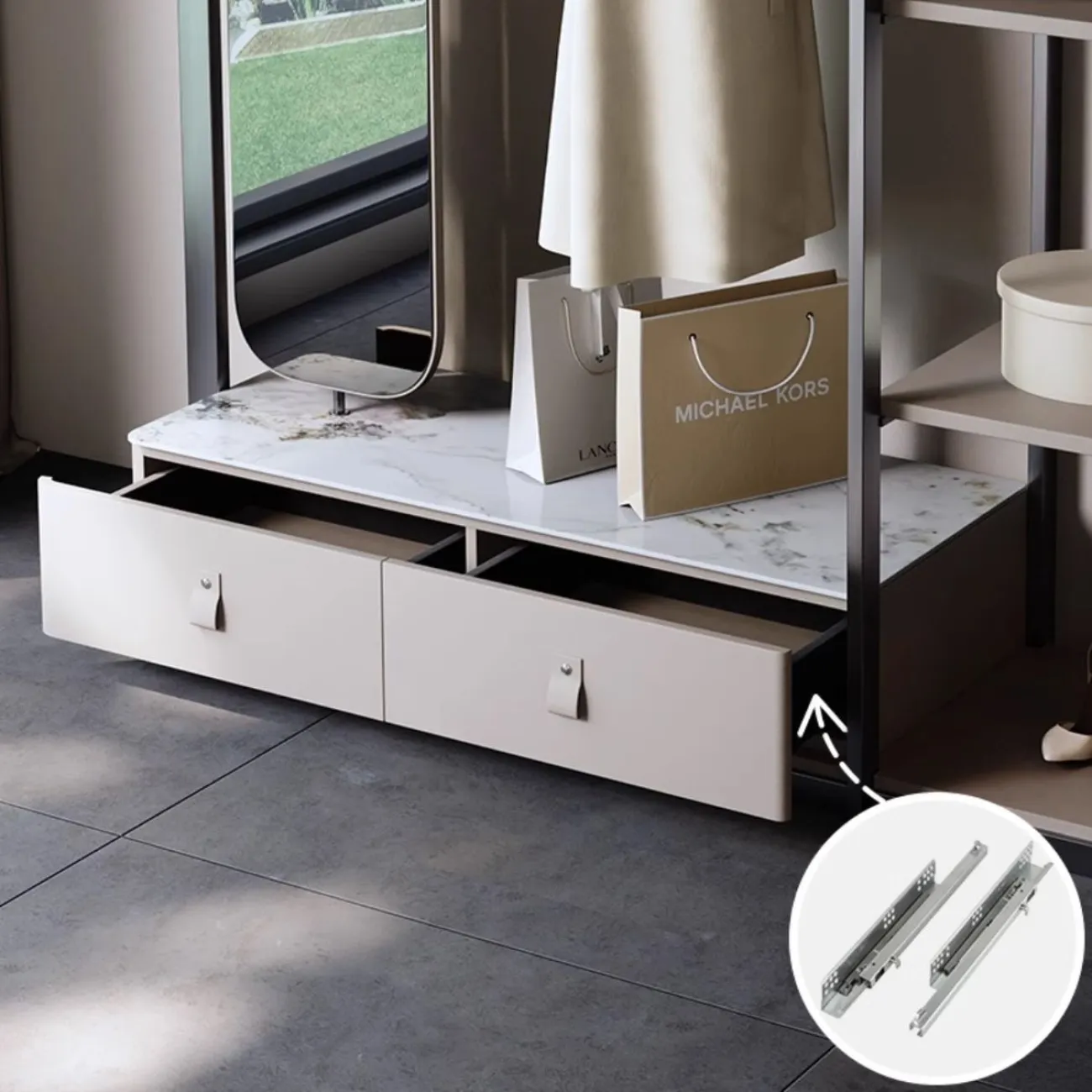 Роскошная напольная вешалка из нержавеющей стали с зеркалом HappyF 36545-29 Роскошная напольная вешалка из нержавеющей стали с зеркалом HappyF 36545-29